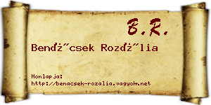 Benácsek Rozália névjegykártya